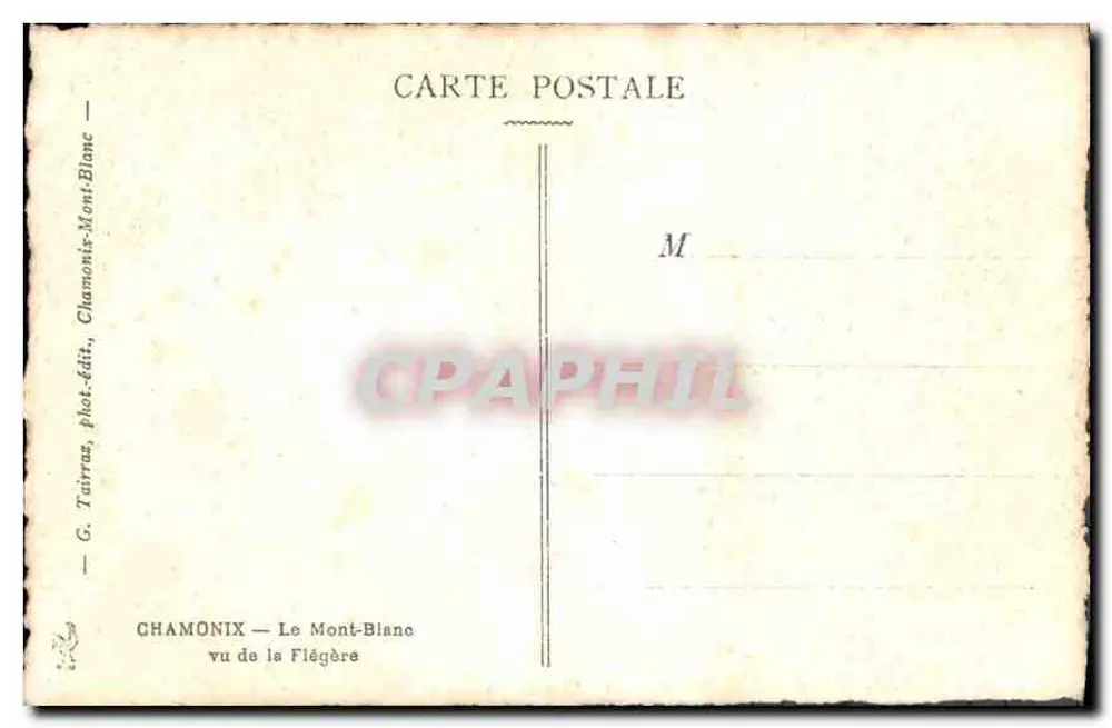 Der Mont-Blanc — von der Flégère aus gesehen — G. Tairras, Chamonix - Rückseite
