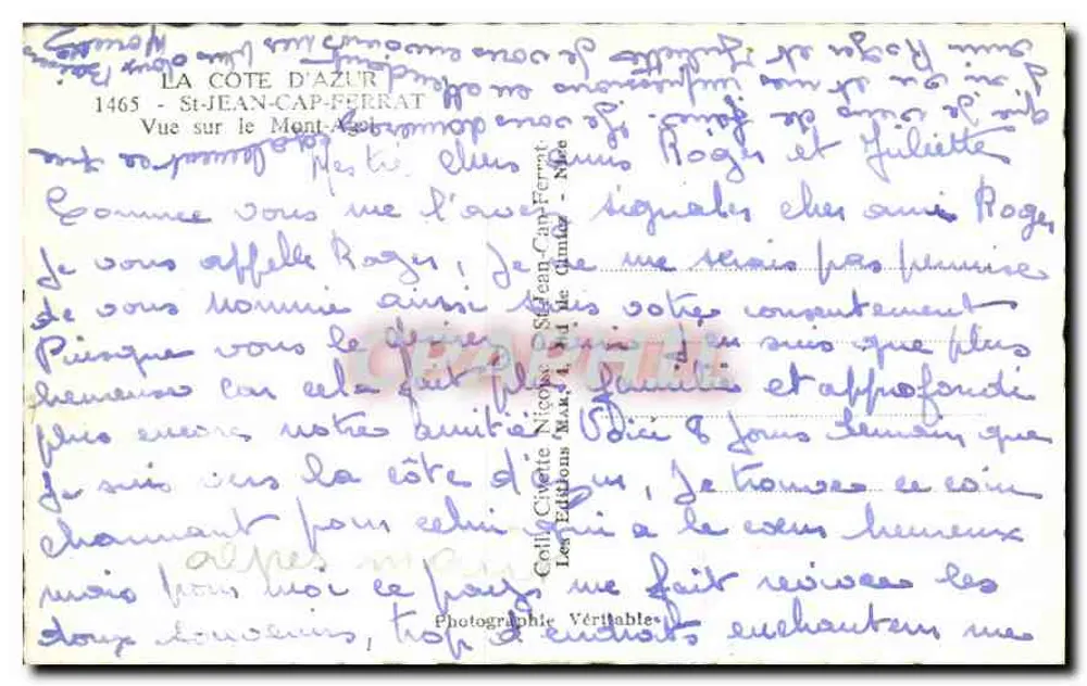 सेंट-जॉन-कैप-फेरेट — मॉंट अगेल और कुत्ते के सिर के दृश्य — कैलोट निकोले & कंपनी - पीछे