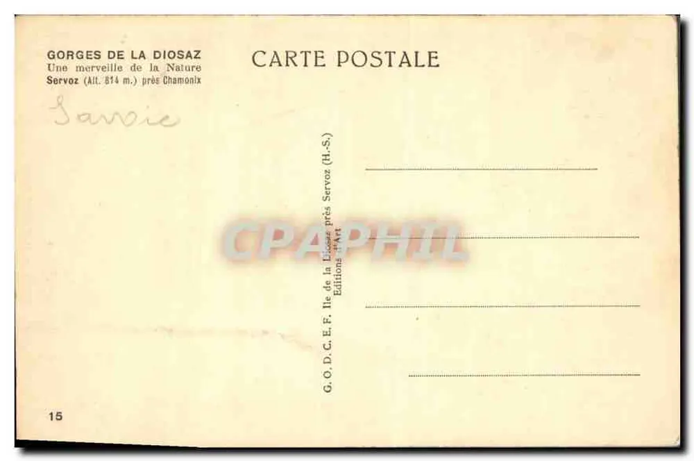 Wasserfall von Barme-Rousse — Gorges de la Diosaz — Éditions de la Lisonaz, Servoz (H.-S.) - Rückseite