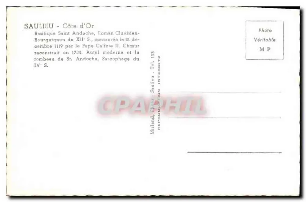 Saulieu - Côte d'Or — Basílica de São Andoache, editor Mirland, n° 153 - Verso