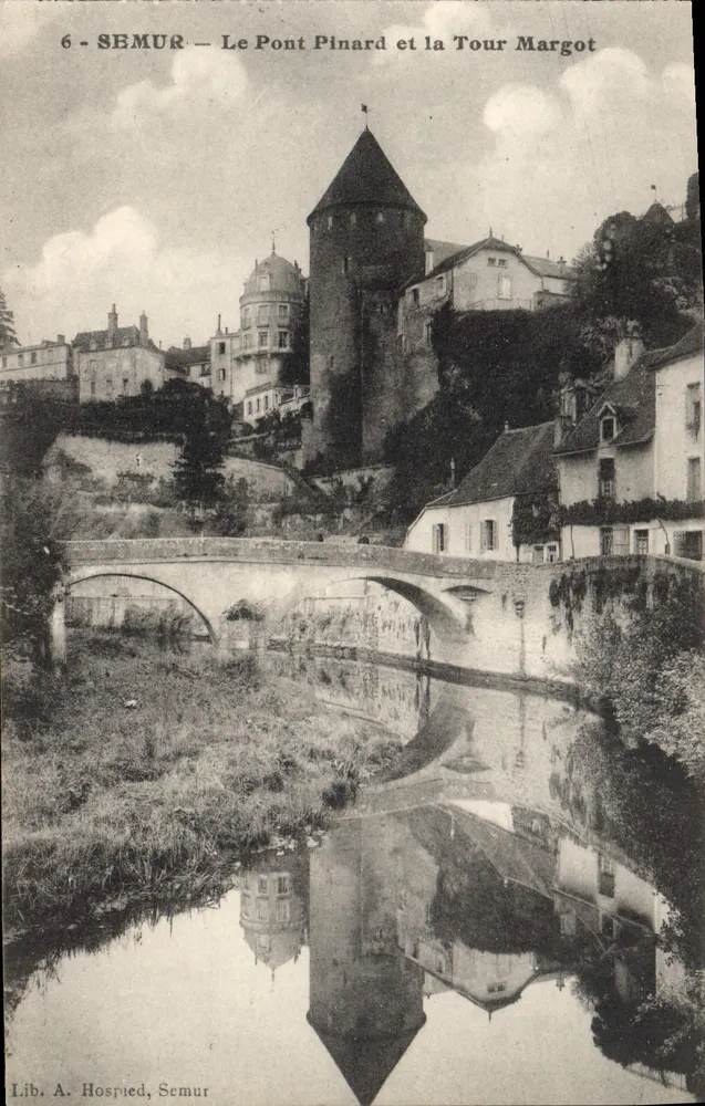 Semur — Die Brücke Pinard und die Turm Margot — Lib. A. Hospied, Semur - Vorderseite
