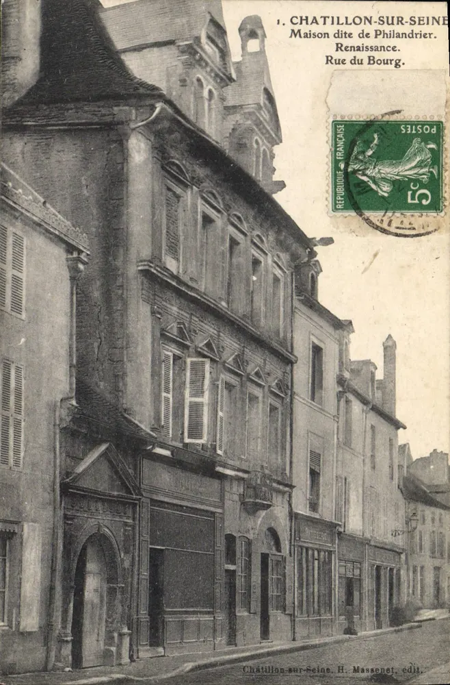 Châtillon-sur-Seine — Haus genannt Philandrier, Rue du Bourg — H. Massenet, Verlag - Vorderseite