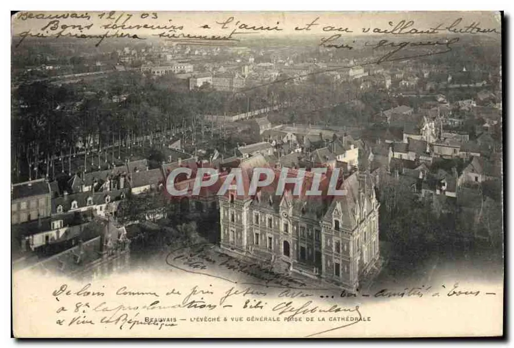 Beauvais — Das Bischofsschloss & Allgemeine Ansicht von der Kathedrale - Vorderseite