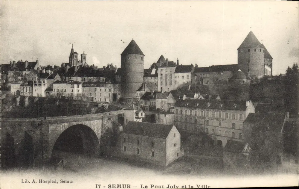 Semur — Le Pont Joly et la Ville — Lib. A. Hospied, Semur - Anverso
