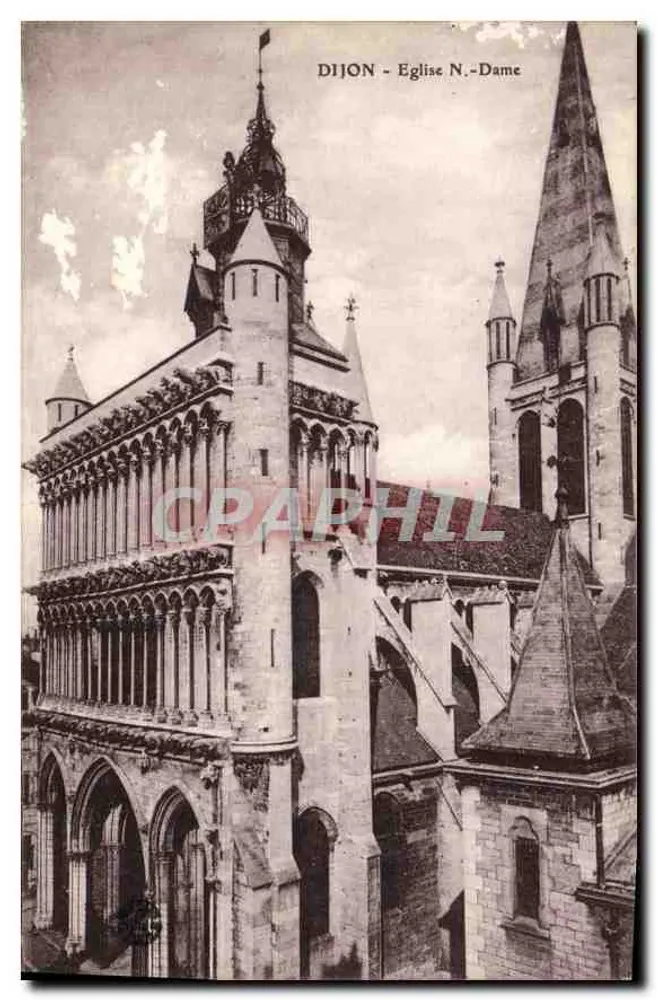 Dijon - Igreja Notre-Dame — vista da fachada e do campanário - Frente
