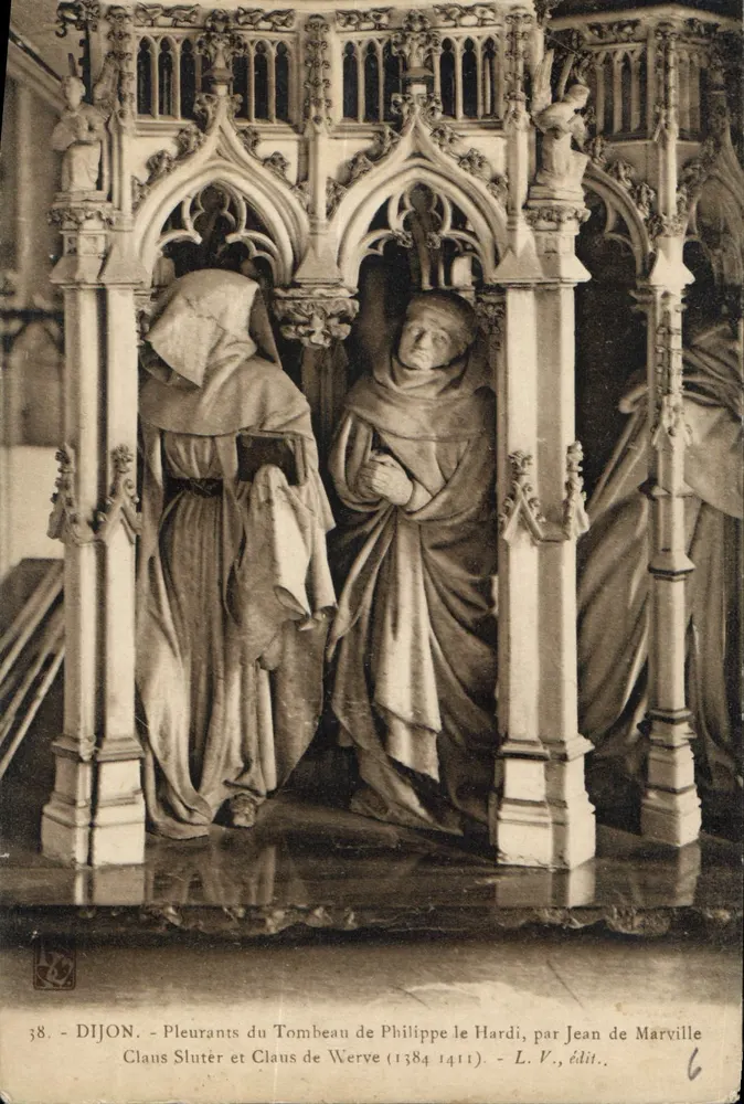 Dijon - Tumba de los Lloradores de Felipe el Valiente, por Jean de Marville (1384-1411) - L. V., edit. - Anverso