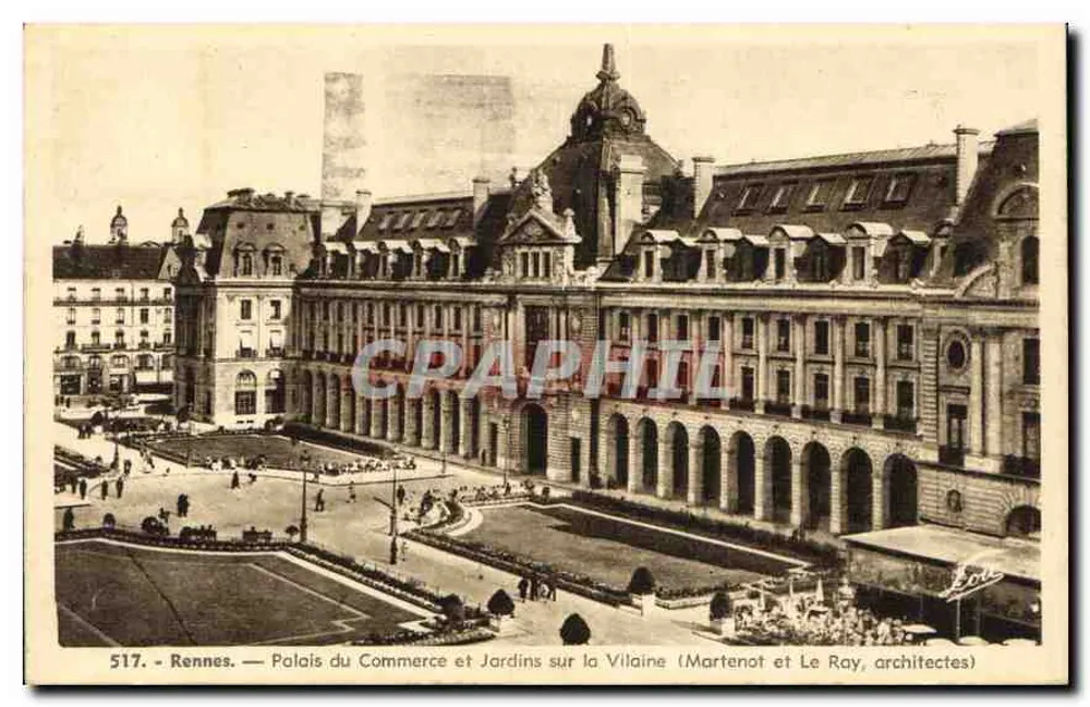 Rennes — Palais du Commerce und Gärten an der Vilaine (Martenot und Le Ray, Architekten) - Vorderseite