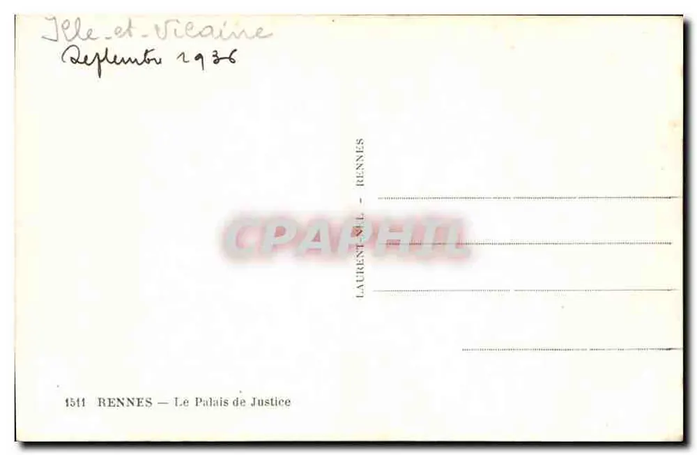 Rennes — Het Paleis van Justitie — Laurent & Vilaine - Achterkant