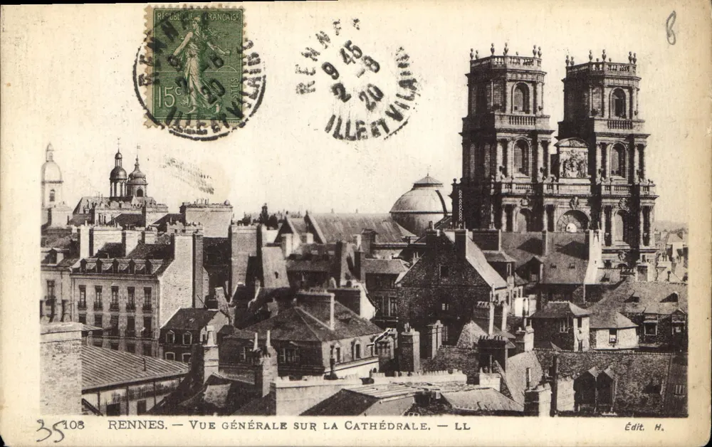 Rennes — Vista geral sobre a catedral — Édit. H. - Frente