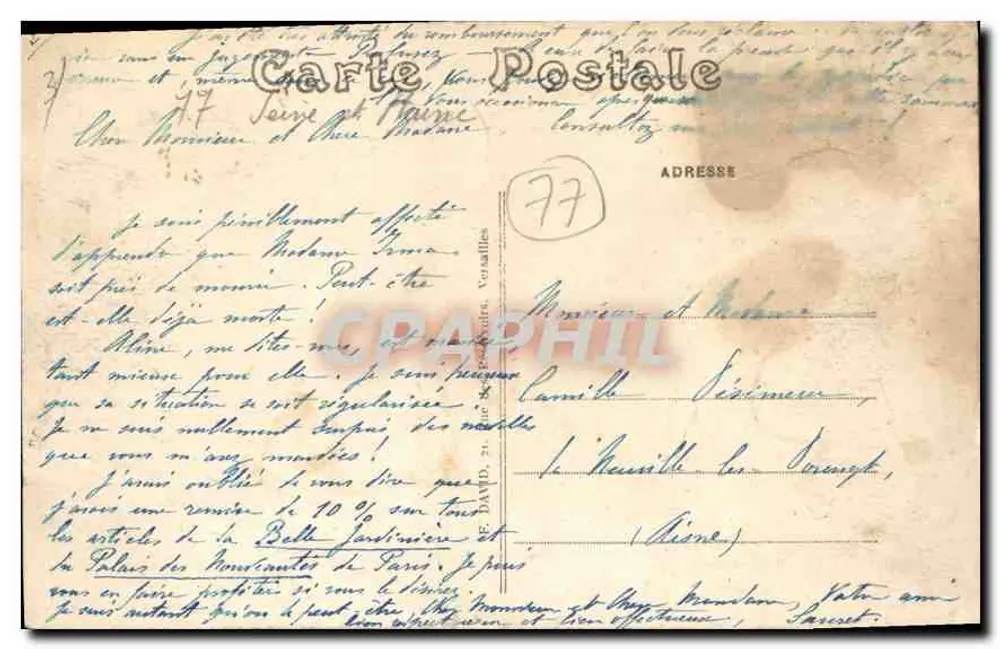 Melun — Ponte do antigo Châtelet — editor desconhecido, número de série 40 - Verso