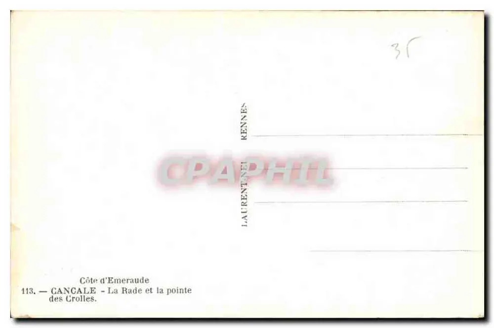 Gangale - A Baía e a ponta dos Crolles — Costa de Esmeralda — editor Laurent Phil, n° 113 - Verso