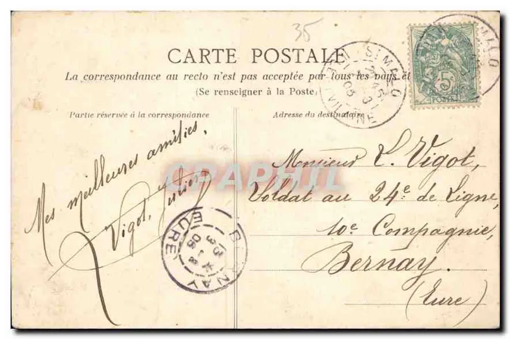 Saint-Malo - El Môle un día de tormenta — Côte d'Émeraude, editor HLM, n°55 - Reverso