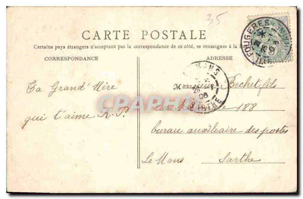 Fougères — Innenansicht der Kirche Saint-Sulpice — Sammlung G. B. - Rückseite