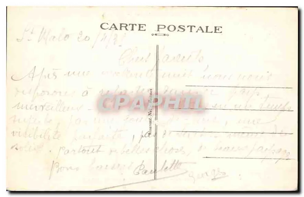 Küste von Emeraude — Cancale — Die Grande Rivière und die Insel der Landes — unbekannter Verleger, Seriennummer nicht sichtbar - Rückseite