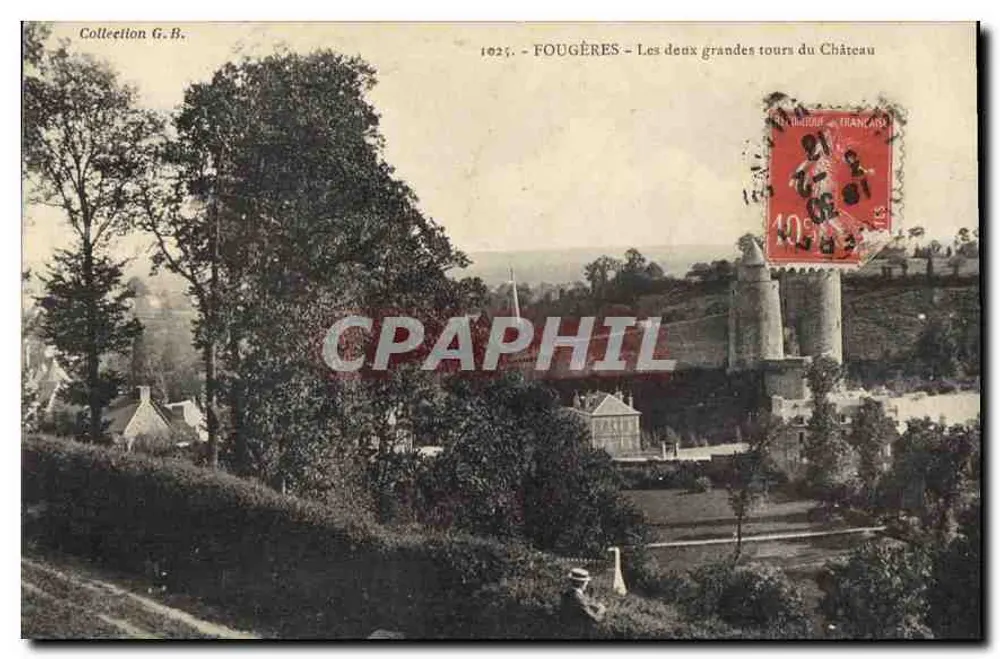 Fougères — Die beiden großen Türme des Schlosses — Sammlung G.B. n°1025 - Vorderseite