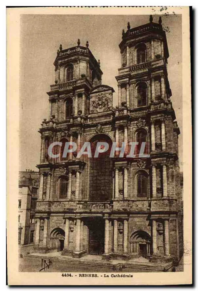 Rennes - A Catedral — Bilhete postal antigo n°4484, editado por Craphil - Frente