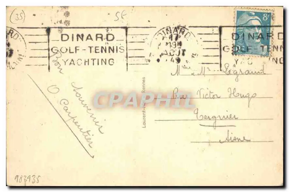 Dinard — Praia da Ecluse com Mar Alto — Rennes 226 - Verso
