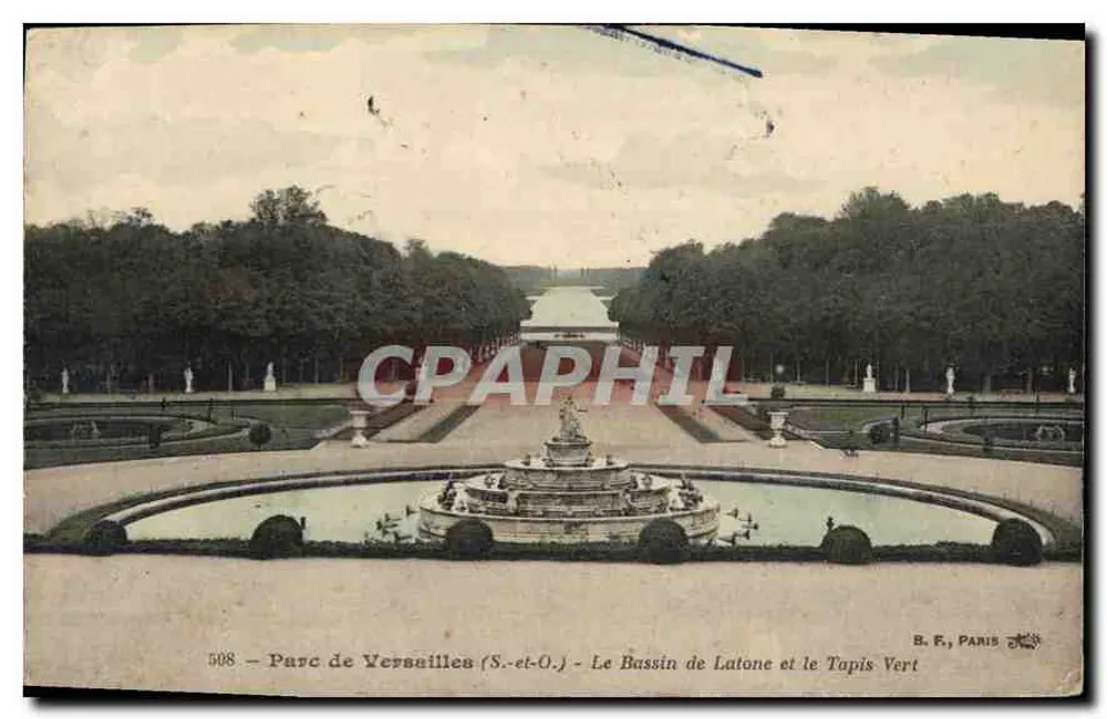 Park von Versailles (S.-et-O.) — Der Bassin von Latone und der Grün Teppich — B. F., PARIS, Nr. 508 - Vorderseite