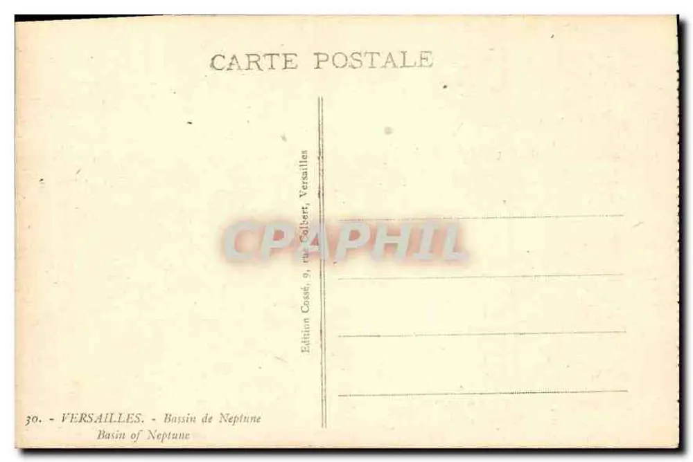 Versailles — Bassin de Neptune — Edição Costé, 9, rue Colbert, Versailles - Verso