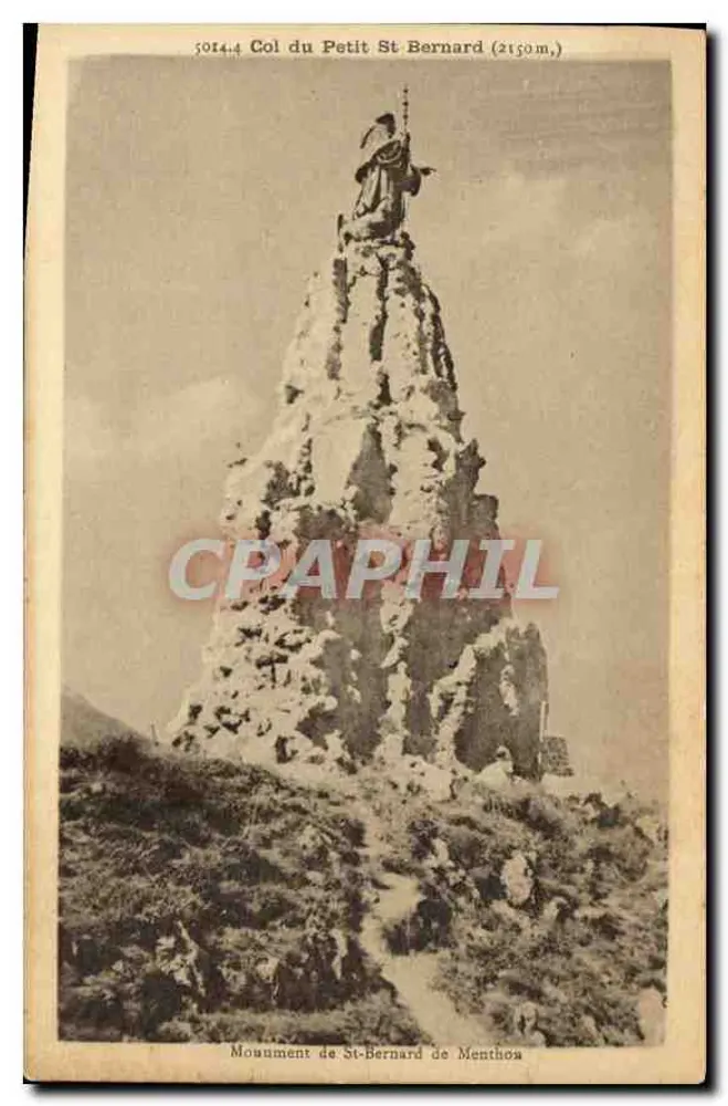 Col do Petit St Bernard (2150m) — Monumento de St-Bernard de Menthoas — editor não visível - Frente