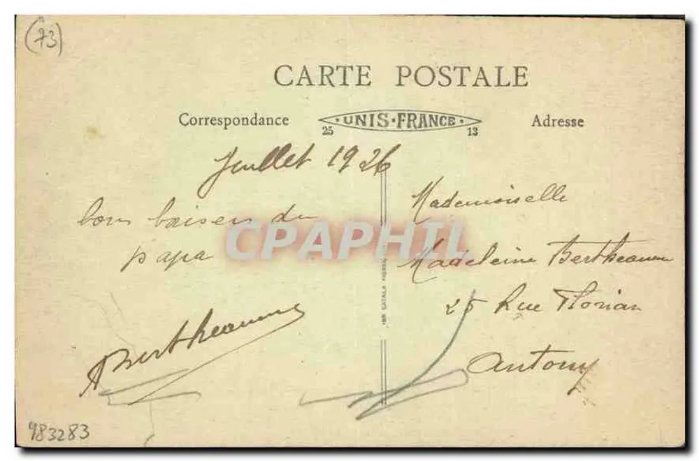 Abadia de Hautecombe — A Saboia — editor s. F. P. « Lue » n° 619 - Verso