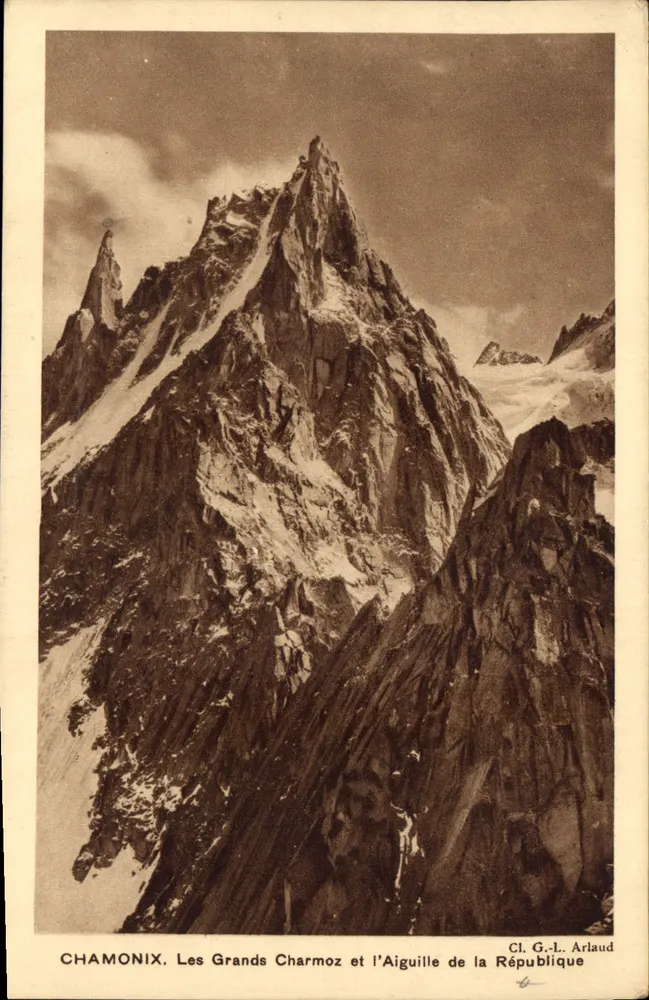 Chamonix — Die Grands Charmoz und die Aiguille de la République — Cl. G.-L. Arlaud - Vorderseite