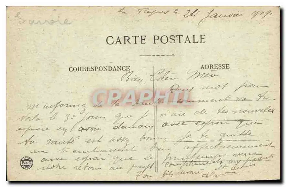 Arredores de CHAMBERY — A Dente de Grauler (1938 m) — Editor: S. B. C. (n° 1377) - Verso