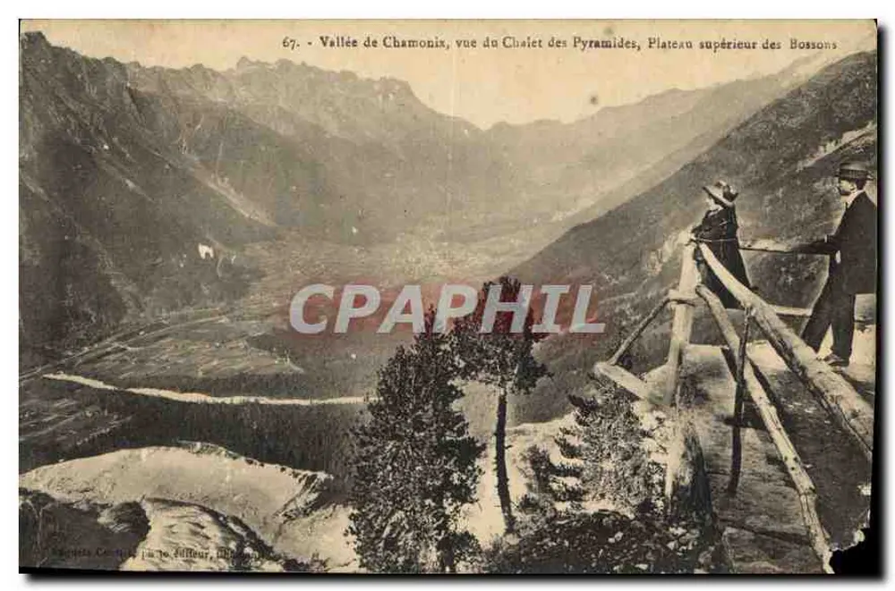 Tal von Chamonix, Aussicht vom Chalet der Pyramiden, Oberer Bossons-Plateau — Verlag: Raquette Courtois, von J. Julliour - Vorderseite