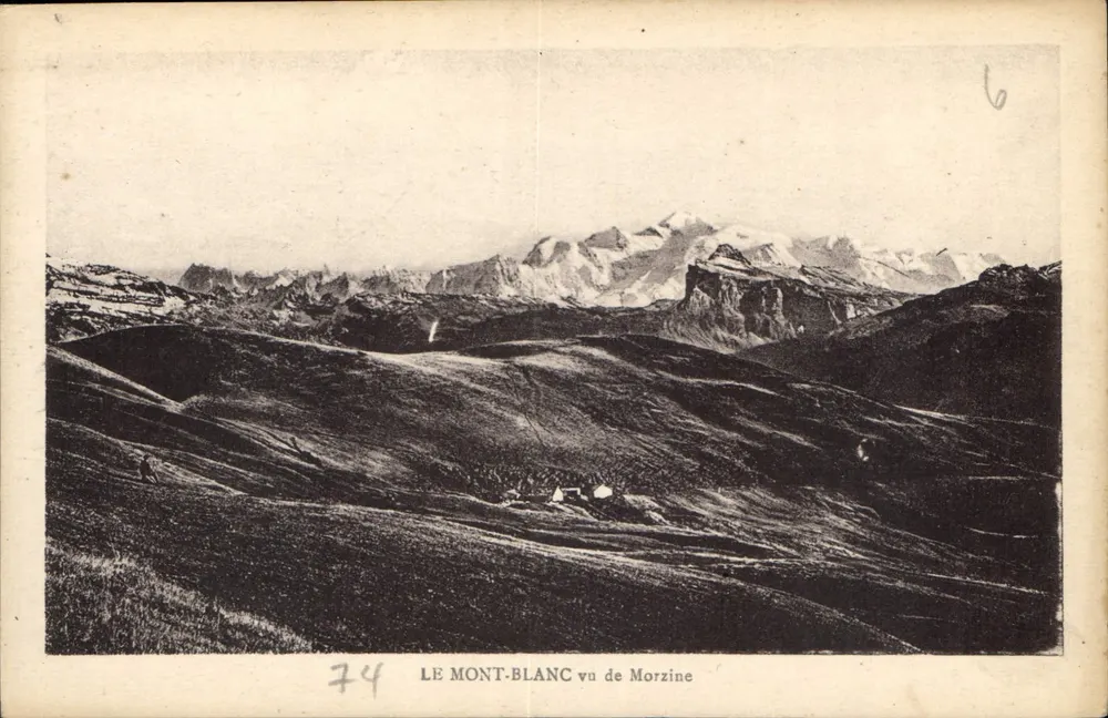 O Mont-Blanc visto de Morzine — editor L. Fauras, n°74 - Frente