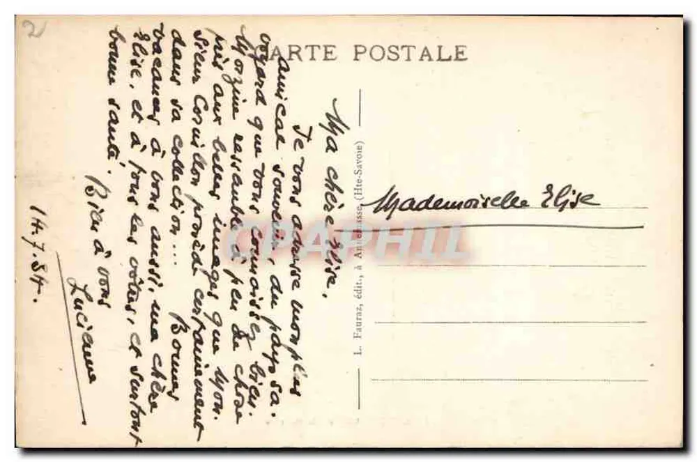 O Mont-Blanc visto de Morzine — editor L. Fauras, n°74 - Verso