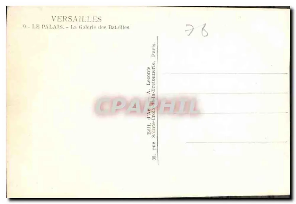 Versailles — Die Schlachtengalerie — Édit. d'Art, Paris - Rückseite