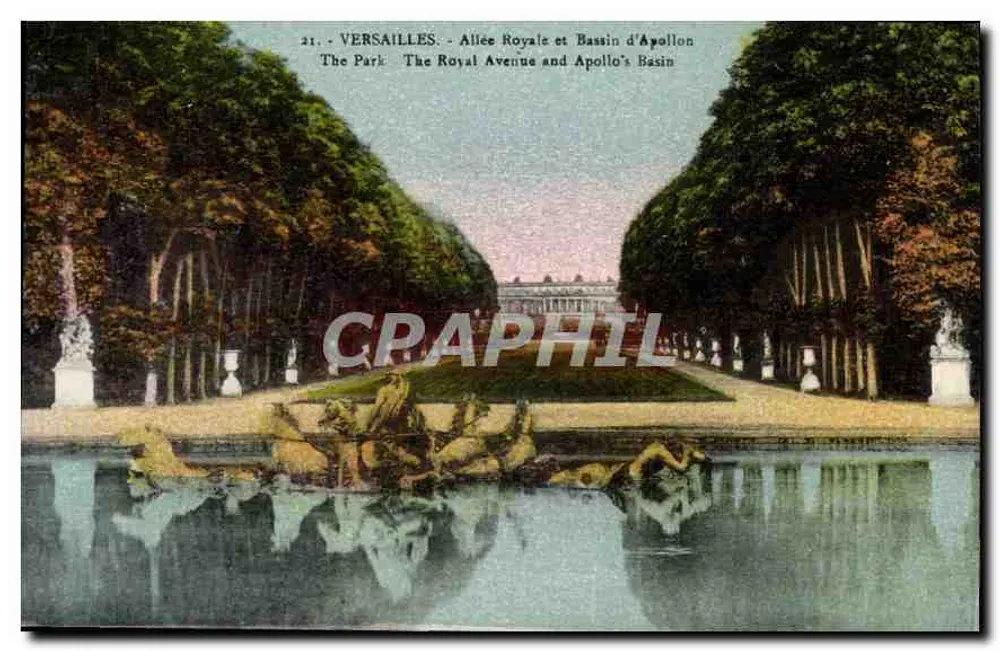 Versailles - Königliche Allee und Apollo-Bassin — Edition P. Girard, Versailles - Vorderseite