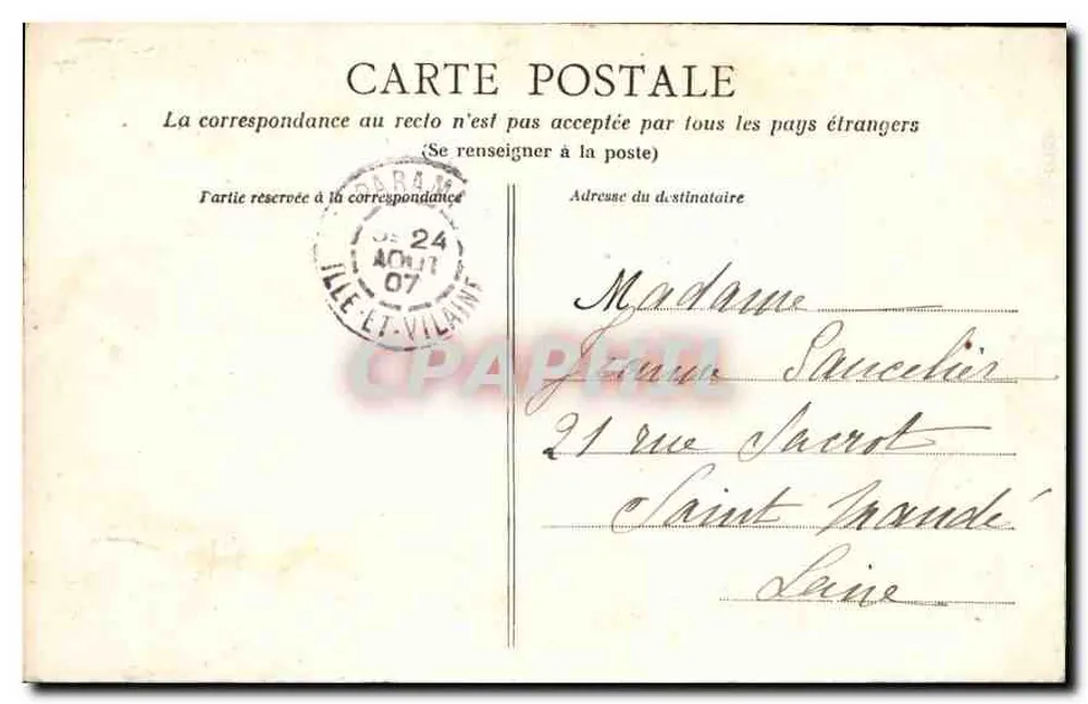 Dinard - La Malouine — widok domów na skałach, wydawca A.G., n° 302 - Rewers