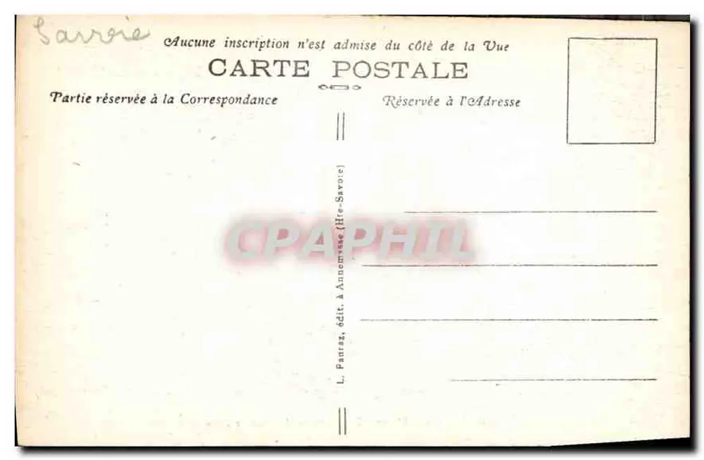 Chamonix-Mont-Blanc — A Mer de Gelo — L. Fautaz, edição em Annemasse (Haute-Savoie) n°2153 - Verso