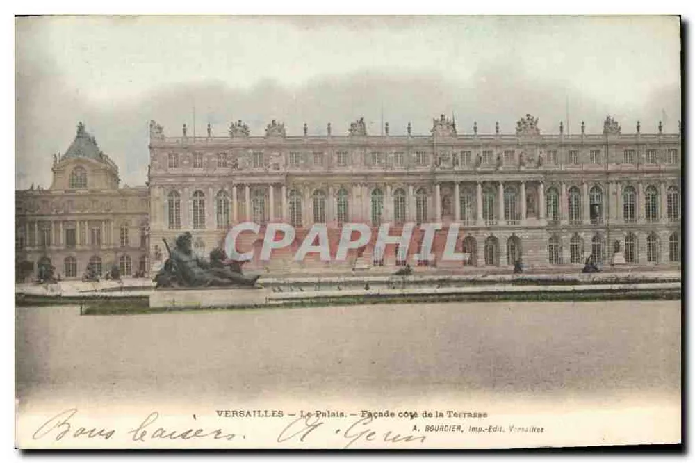 Versailles — O Palácio — Fachada do Lado da Terrasse — A. BOURDIER, Imp.-Edit. Versailles - Frente
