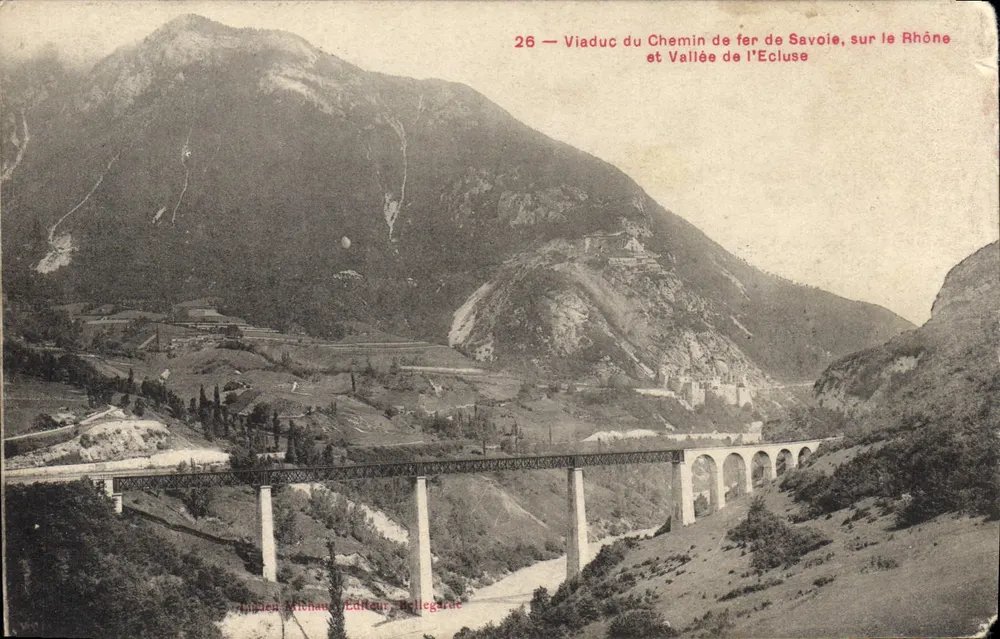 Viadukt der Eisenbahn von Savoyen über den Rhône — Tal der Ecluse — Verlag Michaud, Pellegarde, Nr. 26 - Vorderseite