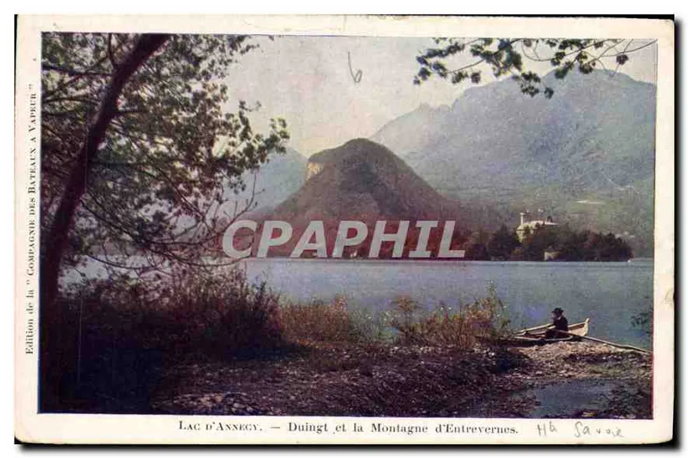 See Annecy — Duingt und der Berg Entrevéneres — Ausgabe der Dampfschiffgesellschaft - Vorderseite