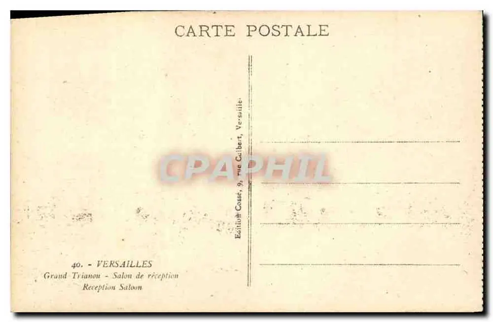 Grand Trianon - Salão de recepção — Versailles — Edição Coase, 9, rue Calbert - Verso