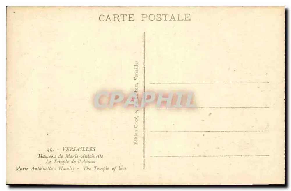 Marie-Antoinettes Hütten — Der Tempel der Liebe — Edition Clabber, Versailles - Rückseite