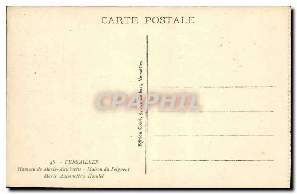 Herrenhaus der Marie-Antoinette - Versailles — Édition Cosset, 9 rue Colbert, Versailles - Rückseite