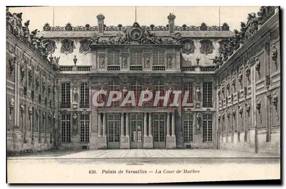 Palácio de Versalhes — A Cour de Marbre — Editor E. D. 1903, n° 450 - Frente