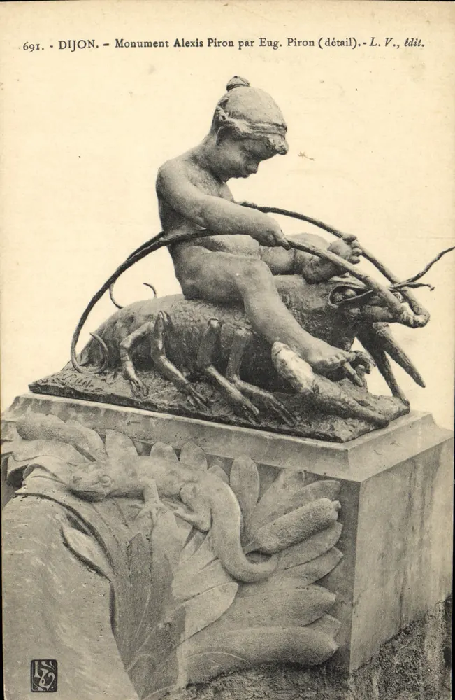 Dijon — Monument Alexis Piron przez Eug. Piron (szczegół) — L.V., wyd. - Awers