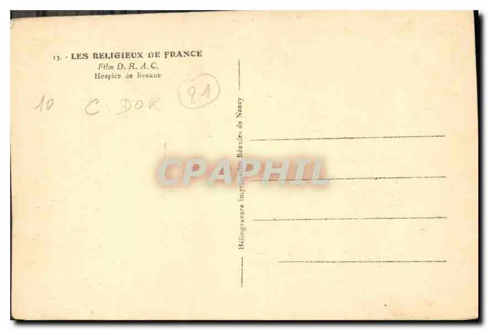 Hospice de Beaune — Die Religiosen Frankreichs — Héliogravure Imprimerie République de Nancy - Rückseite