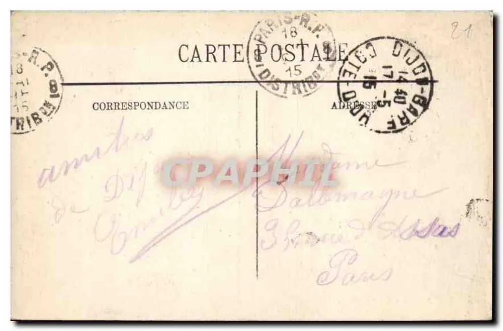 Dijon — A Praça Darcy — LL. n°50 - Verso