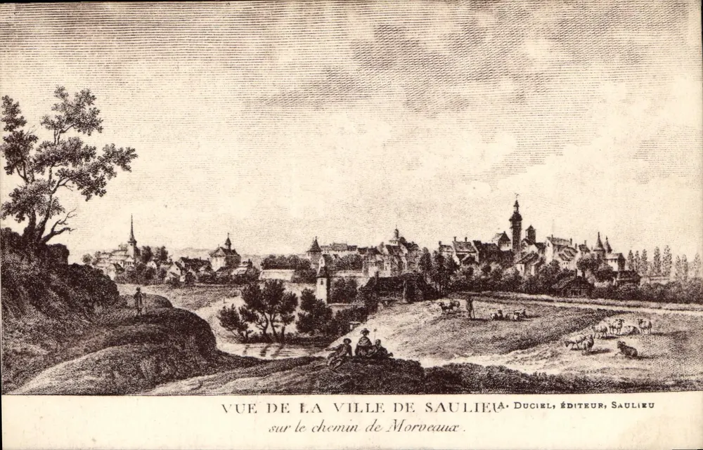 Ansicht der Stadt Saulieu — auf dem Weg nach Morveau — Verlag Duciel, Saulieu - Vorderseite