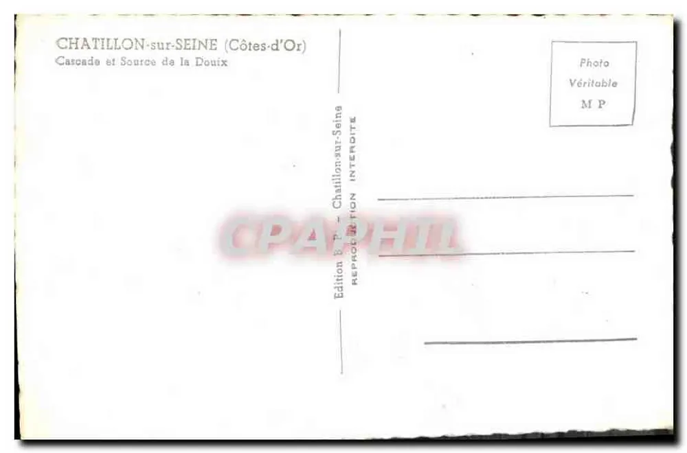 Chatillon-sur-Seine (Côtes-d'Or) — Cascata e Fonte da Douix — Edition B.P. - Chatillon-sur-Seine - Verso