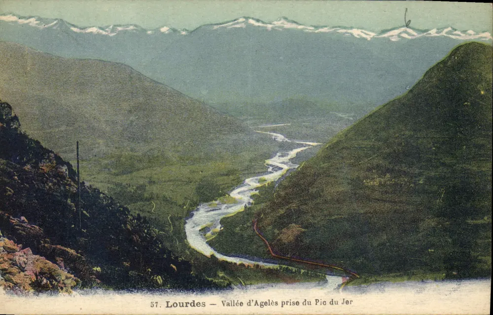 Lourdes — Valeia de Agelès vista do Pic du Jér — Edição Palais Postale, Lourdes, n°57 - Frente