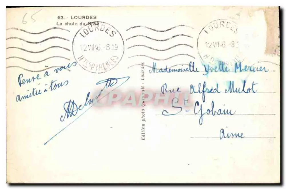 A queda do Gave — Lourdes — Édition photo Gourault - Verso