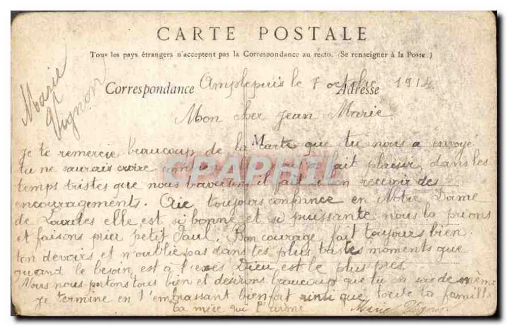 Lourdes — Nossa Senhora Coroada — Ed. F. V. N°6 - Verso