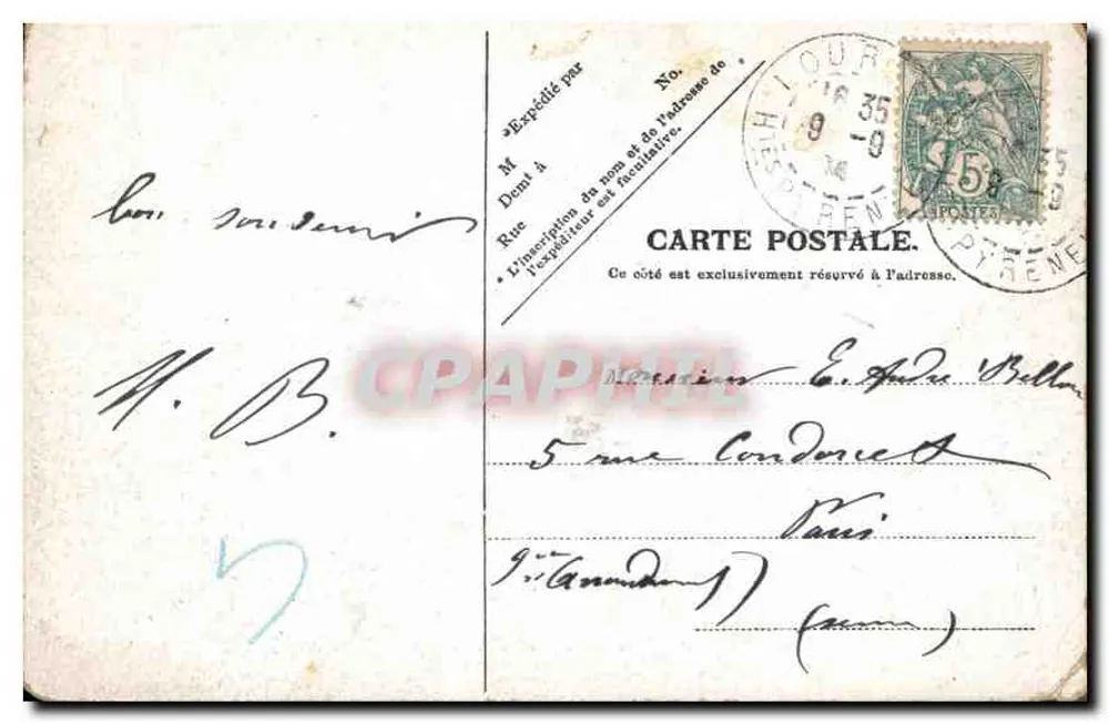 Lourdes — Der Fort und die Brücke des Gave — V. P. Paris, Nr. 10 - Rückseite